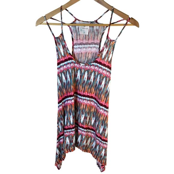 Threads Anthropologie Woman Boho Festival Tank Strappy Racerback Multicolor S M - Picture 1 of 6